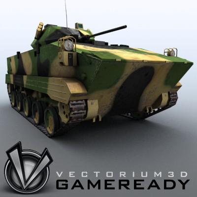 3D Model of Game-ready model of modern Chinese airborne fighting vehicle ZLC2000 with two RGB textures: 1024x1024 for AFV and 1024x512 for track and wheels. - 3D Render 4